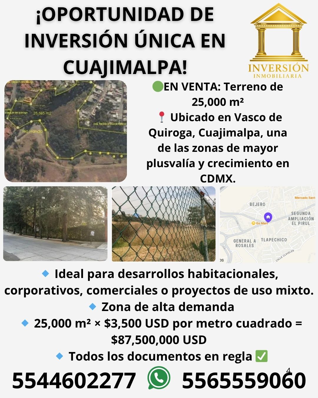 Terreno en venta en Vasco de Quiroga, Cuajimalpa