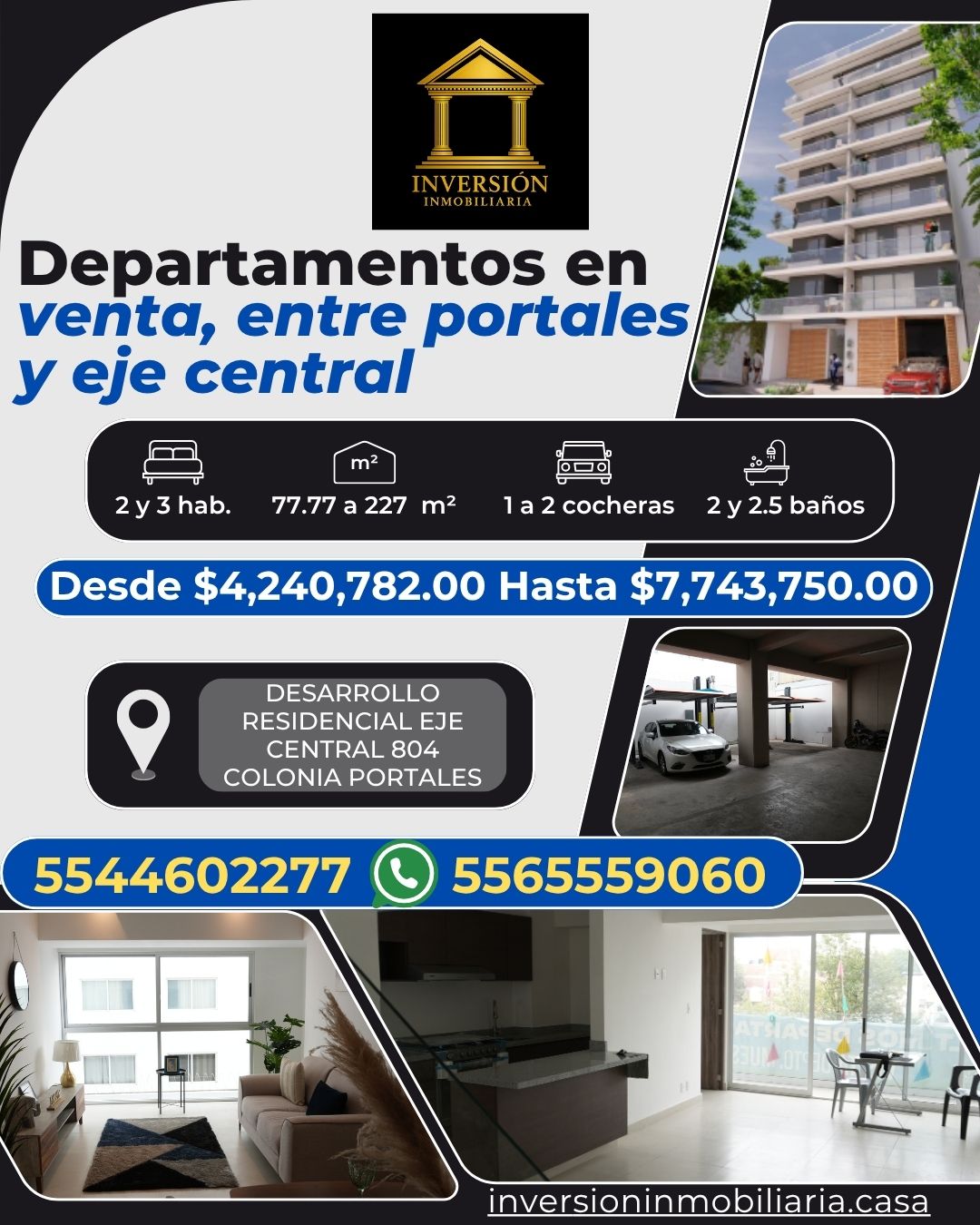 Departamento en venta en Eje Central 804, Colonia Portales, CDMX