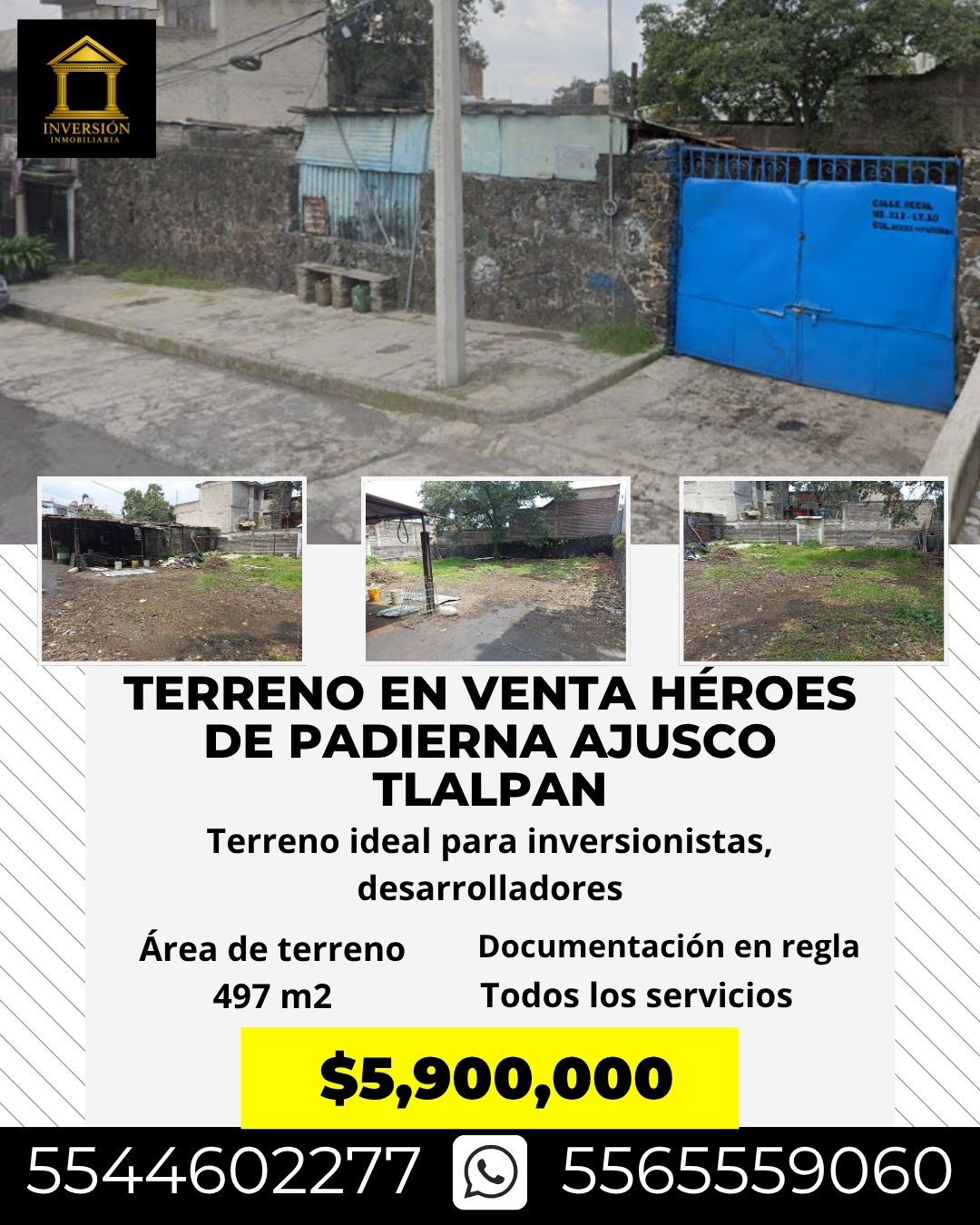 Terreno en venta en CALLE BECAL, COL. H. DE PADIERNA. TLALPAN